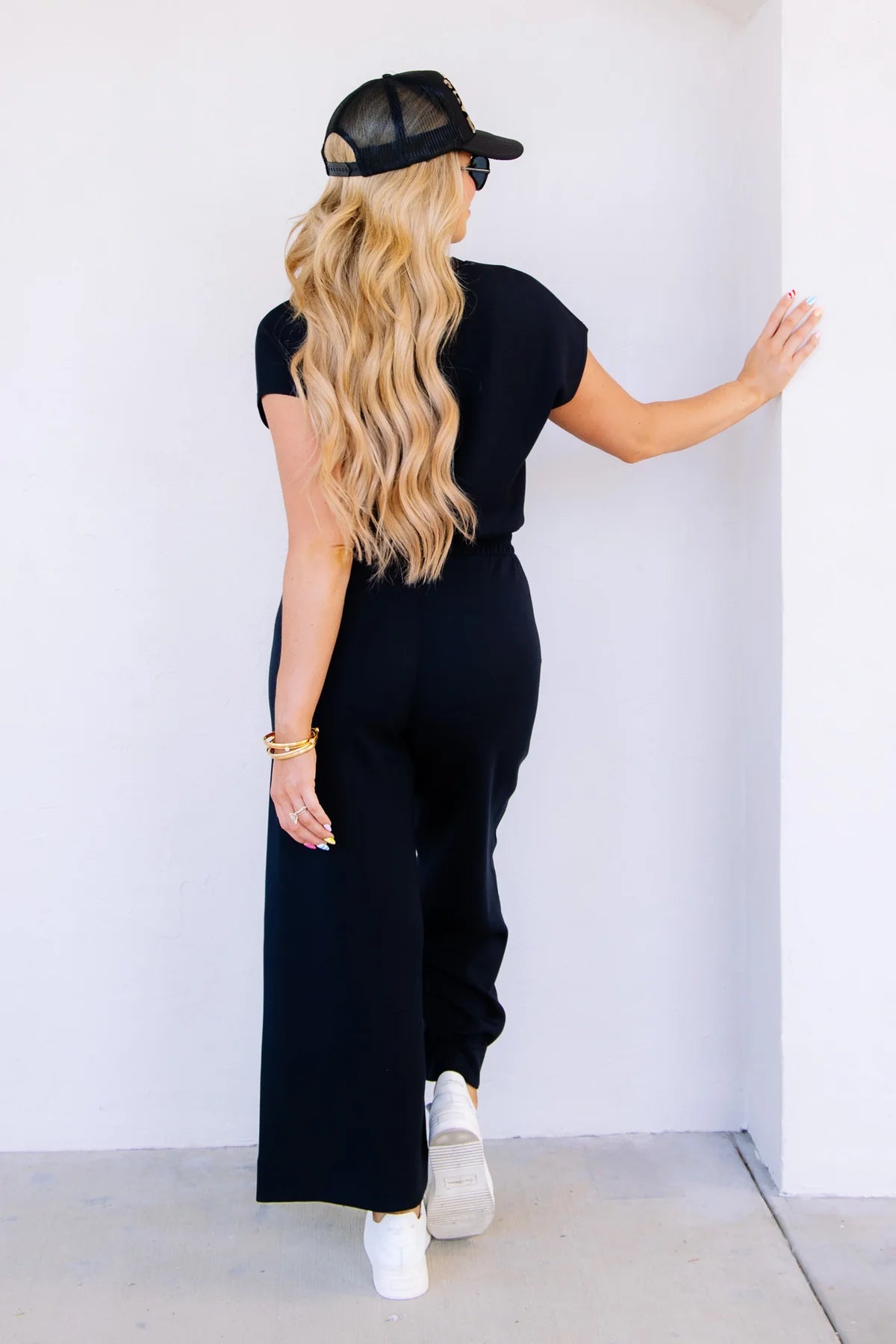 MANVEER-Cinched Short Sleeve Jumpsuit