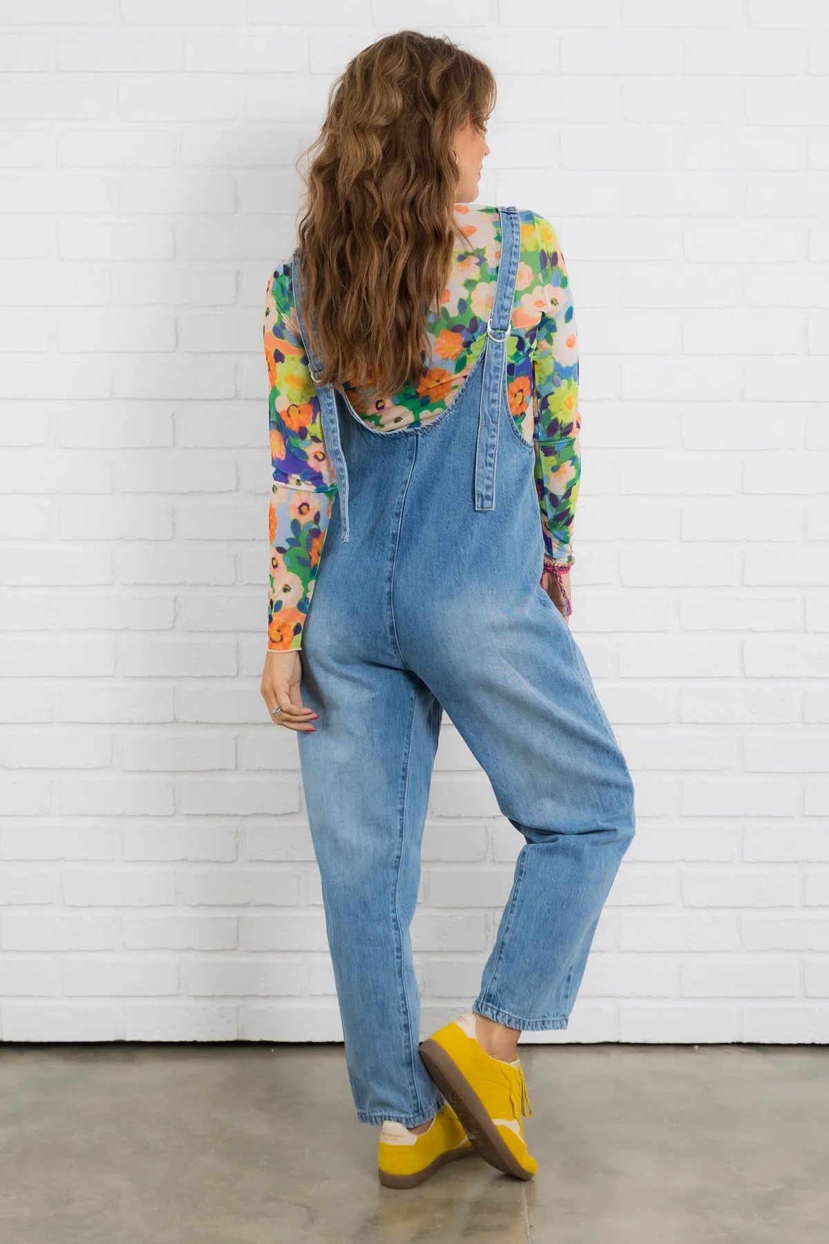 MANVEER-Denim Adjustable Strap Baggy Jumpsuit