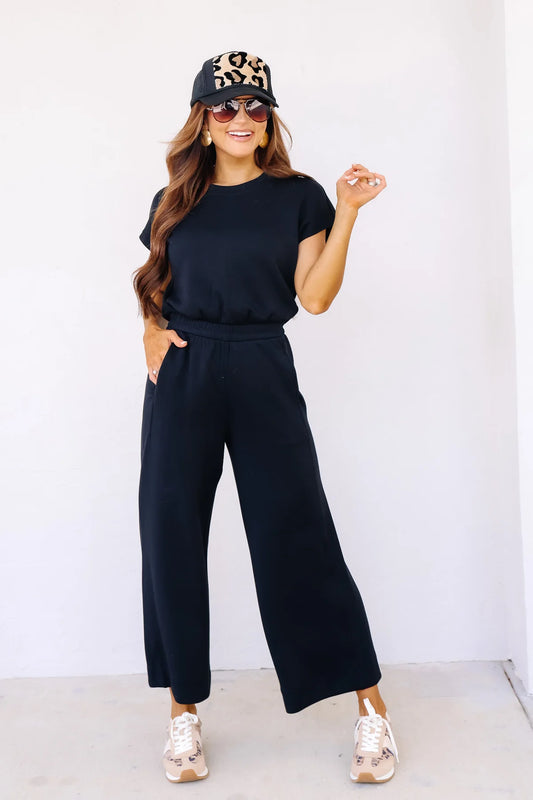 MANVEER-Cinched Short Sleeve Jumpsuit